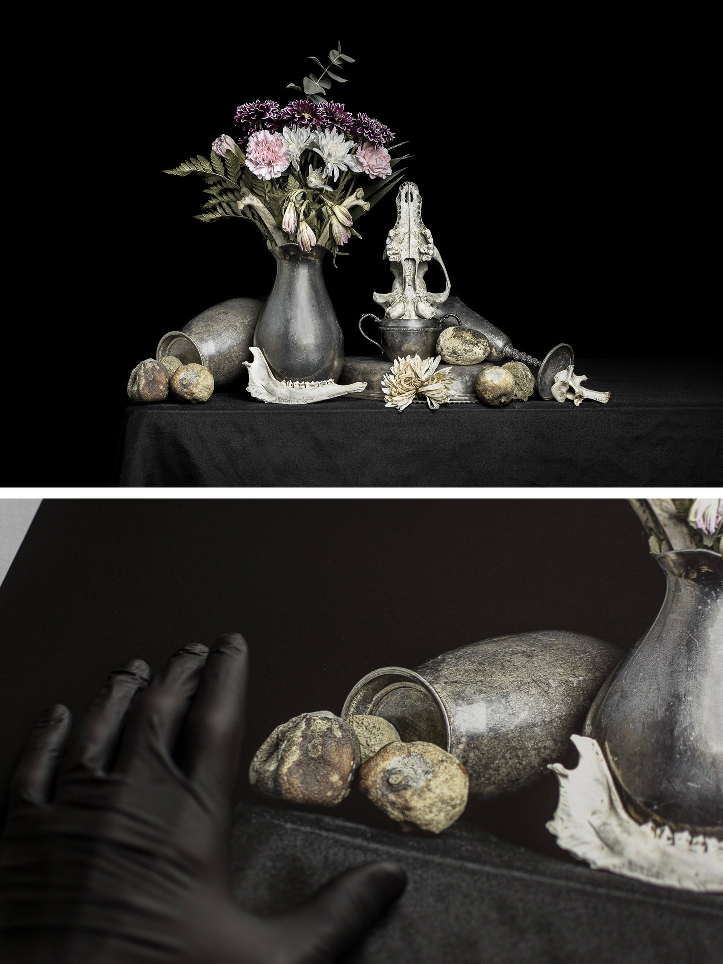 Neal Auch, Vanitas with Flowers and Bones - Signed Print