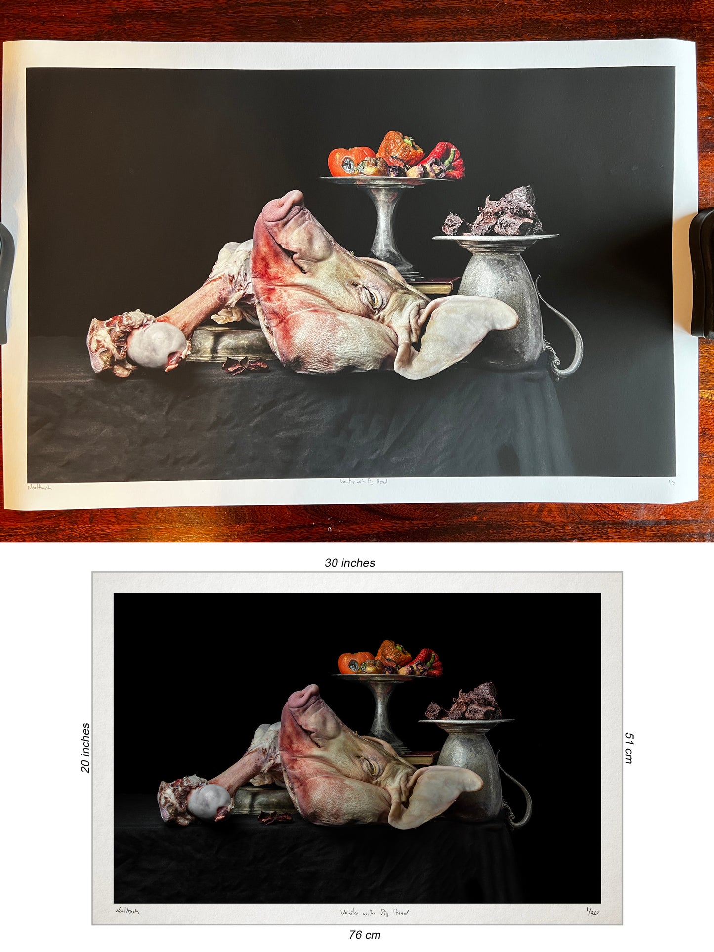 Neal Auch, Vanitas with Pig Head - Signed Print